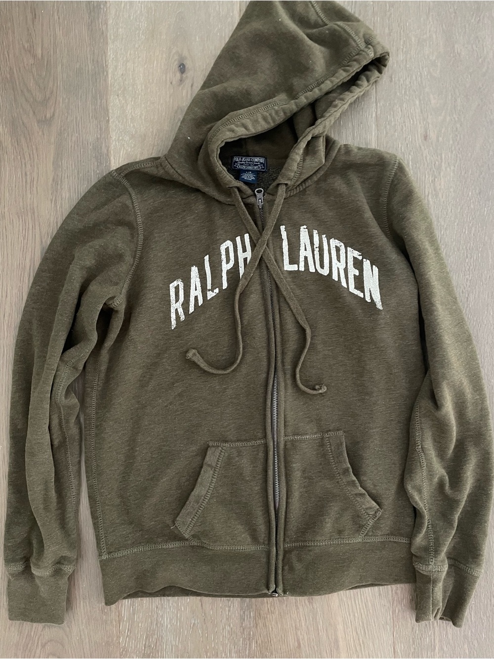 Ralph Lauren Olive Green Zip-Up Hoodie Sweater medium